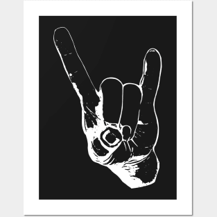 Rock On in White Ink Posters and Art